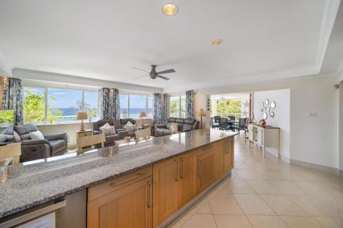 Palm Beach 502 Holiday Rental Barbados Kitchen With Ocean and Living Room View