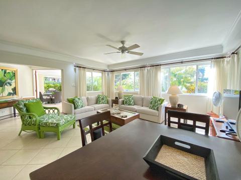 Palm Beach 211 Barbados Beachfront Vacation Condo Rental Cards Table and Living Room
