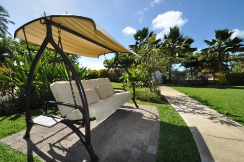 Palm Beach 211 Barbados Beachfront Vacation Condo Rental Seating in Gardens