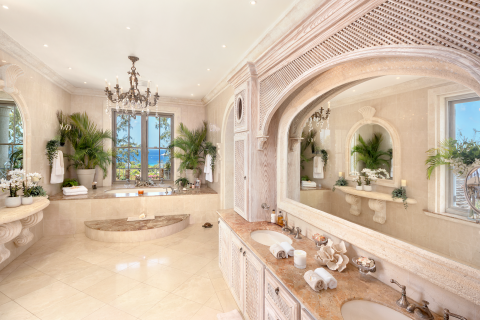 Westfield Villa Barbados Luxury Holiday Rental Master Bathroom with Jacuzzi Tub and Double Vanity