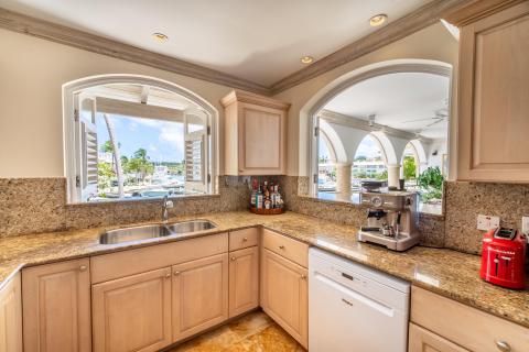 Rental Condo 266 Port St. Charles Barbados Kitchen with Marina View