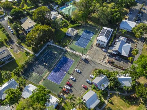 Tara Barbados 4 Bedroom Holiday Rental Villa Aerial of Tennis Courts