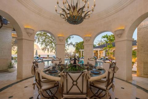 Westfield Villa Barbados Luxury Holiday Rental Dining Table at Dusk