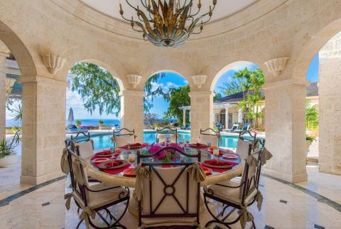 Westfield Villa Barbados Luxury Holiday Rental Dining With View Over Pool